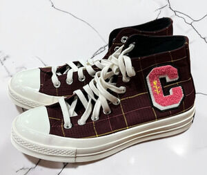 Converse Chuck 70 Varsity Plaid High Top Burgundy Letter C Womens Shoes Size 9